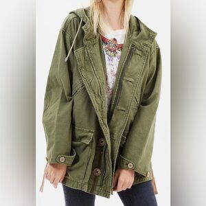 Free People Joshua Tree hooded utility anorak army jacket cargo slouchy green M